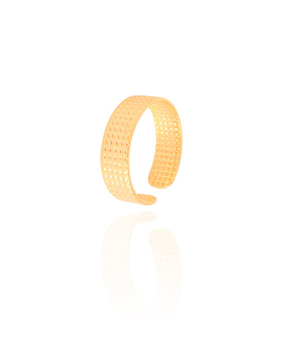 Anel Ajustável Texturizado Tamanho M Banhado a Ouro 18K