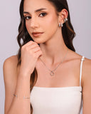 Piercing Duplo Liso e Cravejado Cristal Ródio Branco