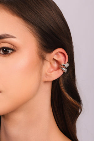 Piercing Duplo Liso e Cravejado Cristal Ródio Branco