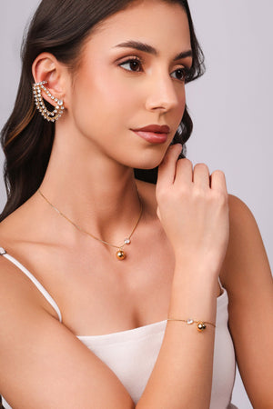 Ear Line Ponto de Luz Cristal ? Unidade (Peça Avulsa) ? Banhado a Ouro 18K