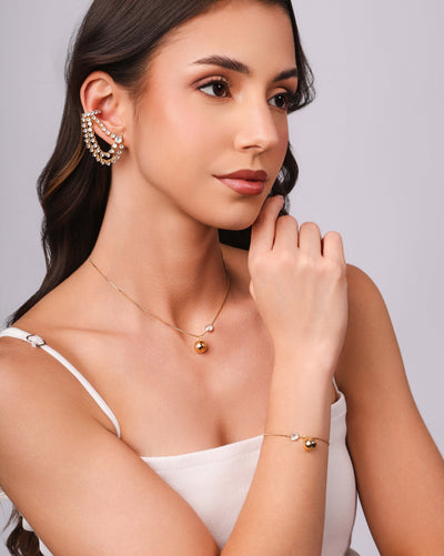 Ear Line Ponto de Luz Cristal - Unidade (Peça Avulsa) - Banhado a Ouro 18K