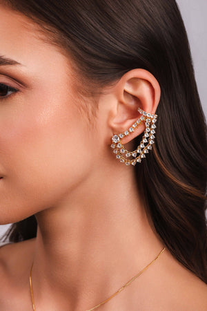 Ear Line Ponto de Luz Cristal ? Unidade (Peça Avulsa) ? Banhado a Ouro 18K