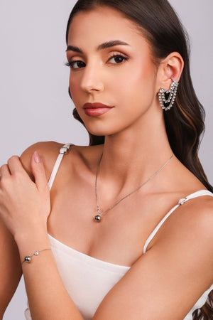 Ear Line Ponto de Luz Cristal ? Unidade (Peça Avulsa) ? Ródio Branco