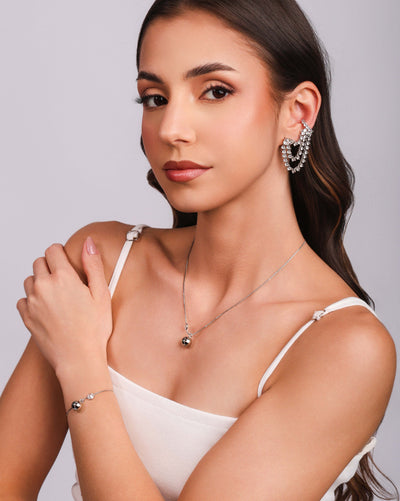 Ear Line Ponto de Luz Cristal - Unidade (Peça Avulsa) - Ródio Branco