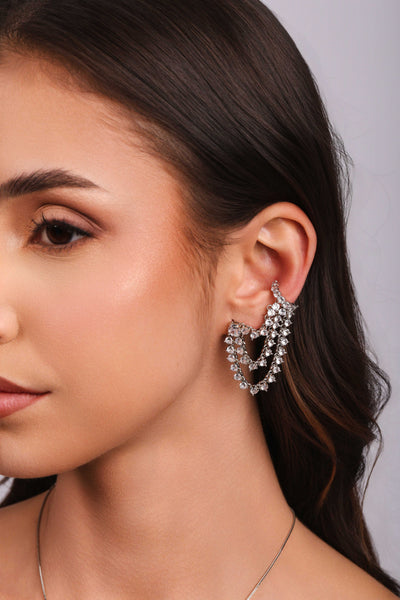 Ear Line Ponto de Luz Cristal - Unidade (Peça Avulsa) - Ródio Branco