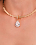 Pingente Gota Cravejada Cristal Banhado a Ouro 18K