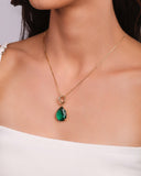 Pingente Gota Turmalina Cravejada Cristal Banhado a Ouro 18K