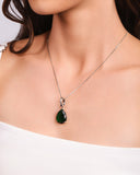 Pingente Gota Esmeralda Cravejada Cristal Ródio Branco