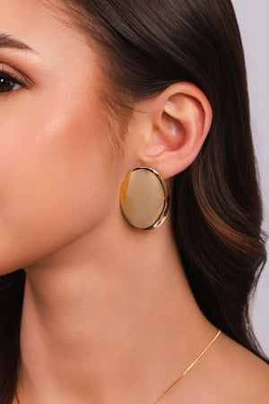 Brinco Oval Liso 3.7 cm Banhado a Ouro 18K