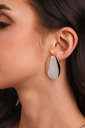 Brinco Oval Liso 3.7 cm Ródio Branco