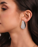 Brinco Oval Liso 3.7 cm Ródio Branco