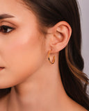 Brinco Argola Reta Esteira Texturizada 2.4 cm Banhado a Ouro 18K