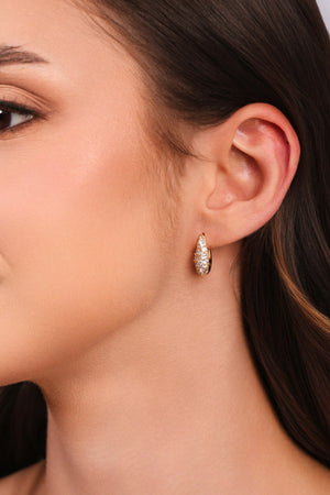 Brinco Argola Gota Cravejada Cristal 1.5 cm Banhado a Ouro 18K