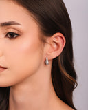 Brinco Argola Gota Cravejada Cristal 1.5 cm Ródio Branco