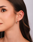 Brinco Argola Click Gota Cravejada Cristal 1.6 cm Banhado a Ouro 18K