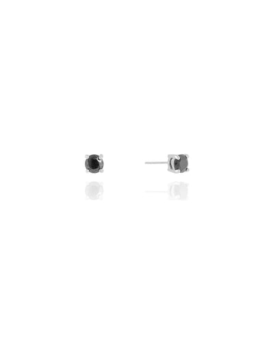 Brinco Ponto de Luz Preto 5 mm Ródio Branco