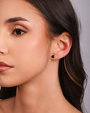 Brinco Ponto de Luz Onix 5 mm Banhado a Ouro 18K