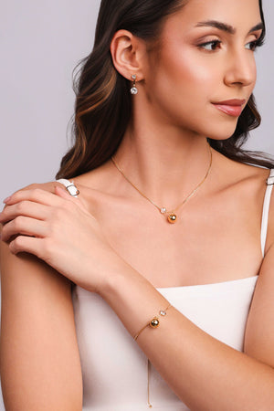 Ear Jacket Pontos de Luz Cristal Banhado a Ouro 18K