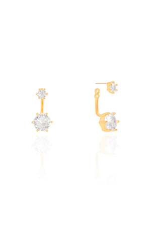 Ear Jacket Pontos de Luz Cristal Banhado a Ouro 18K