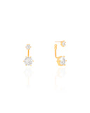 Ear Jacket Pontos de Luz Cristal Banhado a Ouro 18K