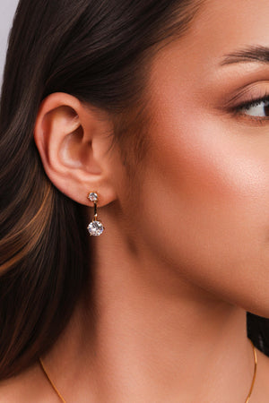 Ear Jacket Pontos de Luz Cristal Banhado a Ouro 18K