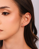 Brinco Filetes Cravejados Baguete Cristal Banhado a Ouro 18K