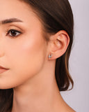 Brinco Filetes Cravejados Baguete Cristal Ródio Branco