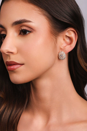 Brinco Oval Pontos de Luz Cristal Banhado a Ouro 18K