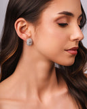 Brinco Oval Pontos de Luz Cristal Ródio Branco