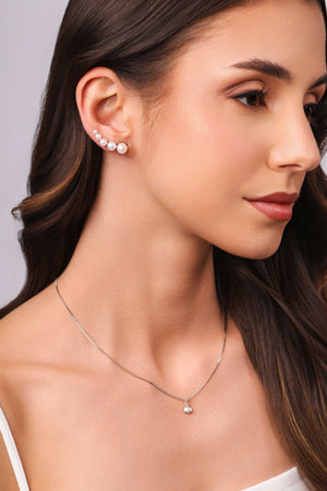 Ear Cuff Pérolas Ródio Branco