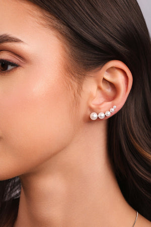 Ear Cuff Pérolas Ródio Branco