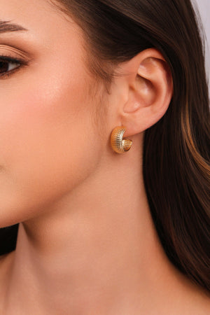 Brinco Argola Texturizada 1.7 cm Banhado a Ouro 18K