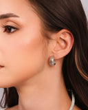 Brinco Argola Texturizada 1.7 cm Ródio Branco