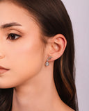 Brinco Fieletes Lisos e Cravejado Gota Cristal Ródio Branco