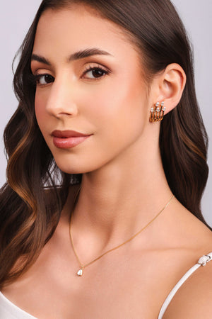 Ear Hook Filetes Gotas Cristal Banhado a Ouro 18K