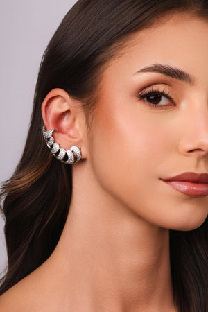 Ear Cuff Gotas Cravejadas Cristal Ródio Branco