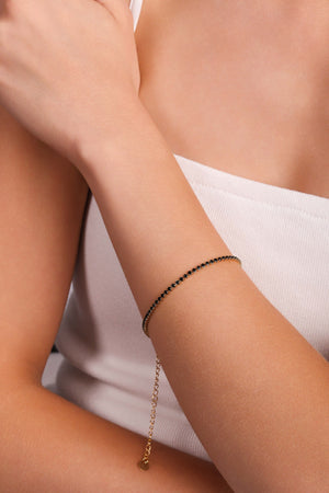 Pulseira Riviera Onix 2 mm Banhado a Ouro 18K