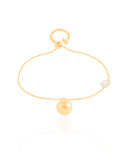 Pulseira Veneziana Bola Lisa e Ponto de Luz Cristal Banhado a Ouro 18K