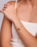 Pulseira Veneziana Bola Lisa e Ponto de Luz Cristal Banhado a Ouro 18K