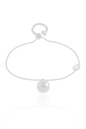 Pulseira Veneziana Bola Lisa e Ponto de Luz Cristal Ròdio Branco