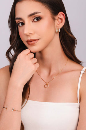 Bracelete Palito Cravejado Cristal Banhado a Ouro 18K