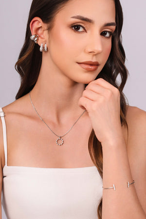 Bracelete Palito Cravejado Cristal Ródio Branco