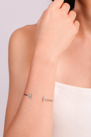 Bracelete Palito Cravejado Cristal Ródio Branco