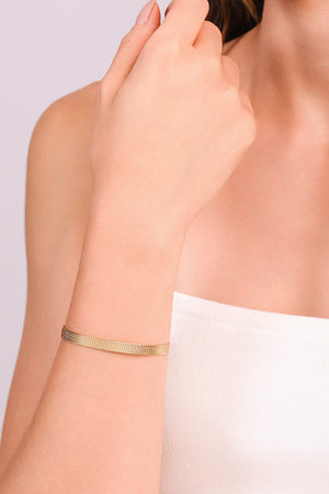 Bracelete Texturizado 5 mm Banhado a Ouro 18K