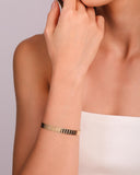 Bracelete Esteira Texturizado 7 mm Banhado a Ouro 18K