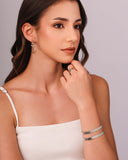 Bracelete Esteira Texturizado 7 mm Ródio Branco