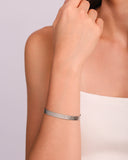 Bracelete Esteira Texturizado 7 mm Ródio Branco