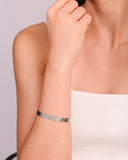 Bracelete Riscado Texturizado 7 mm Ródio Branco