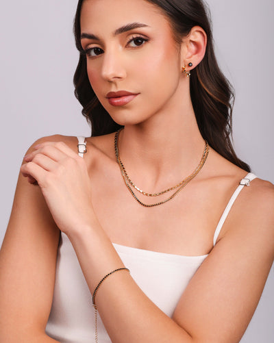 Choker Riviera Preta 2 mm Banhado a Ouro 18K - 35 cm