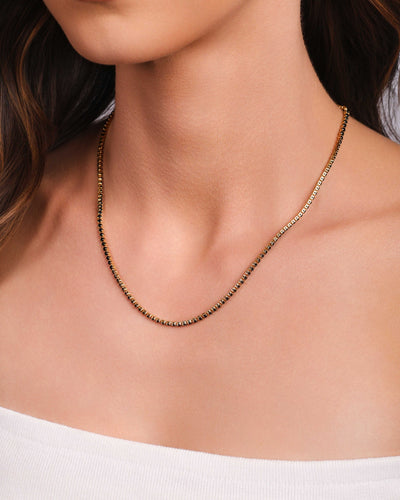 Choker Riviera Preta 2 mm Banhado a Ouro 18K - 35 cm